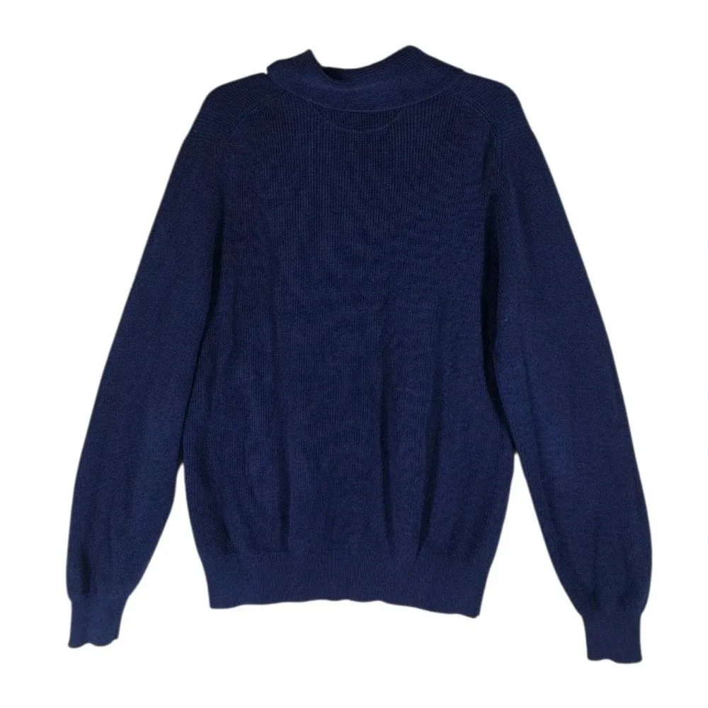 Brunello Cucinelli Ribbed Shawl Collar Knit Sweater Mens 54 US 44 XL Navy Blue